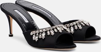 Manolo Blahnik Tulimu 70 embellished satin mules