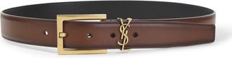 Saint Laurent Dark Brown Logo Belt
