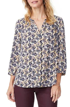 NYDJ Pintuck Blouse in Meadowood at Nordstrom, Size Xx-Small