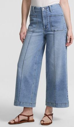 Lands End Denim High Rise Extra Wide Leg Crop Jeans in Lake Blue Wash at Nordstrom, Size 14