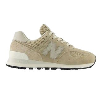 New Balance 574 su&egrave;de sneakers met sleehak voor dames (Beige/Wit)