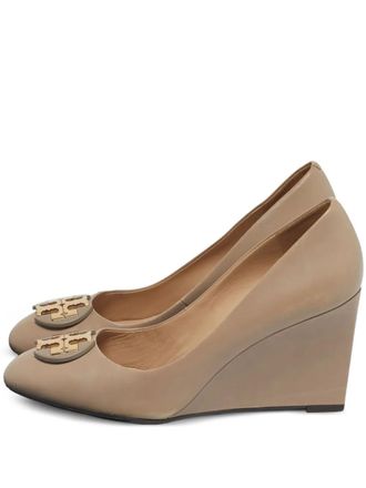 Tory Burch Sally leather wedge pumps - Neutrals