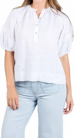 Rails Shoshanna Puff Sleeve Linen Blend Top In Charli Patchwork Embroidery