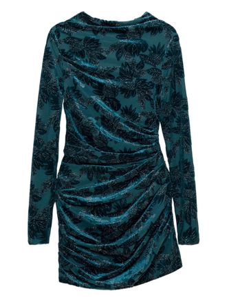 SIMKHAI Vallyn floral-pattern textured mini dress - Blue