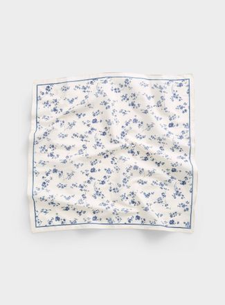Simons Womens Blue-flower 100% cotton scarf