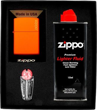 OEM Juego De Encendedores Zippo Con Logotipo Naranja Mate, Regalo N.&deg; 1