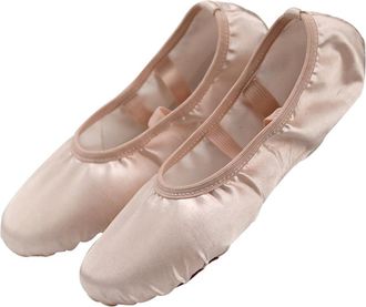 Supvox Satin Ballet Dance Shoes for Women Size 40, Split Sole Ballet Slippers with Ribbon, Lightweight Gymnastics and Yoga Dance Shoes for Adult Practice Bei