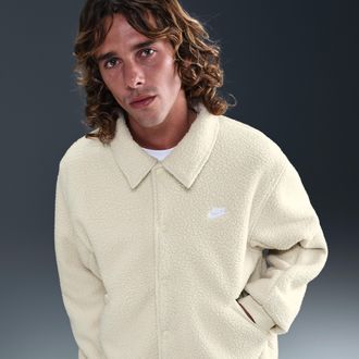 Nike Mens Nike Sportswear Club High-Pile Fleece Coaches Jacket in Brown | HV1429-297