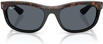 Ray-Ban 62mm Balorama Rectangle Sunglasses in Havana On Black /Blue at Nordstrom