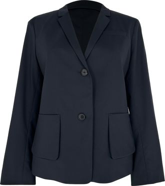 Jil Sander Single-Breasted Blazer with Pockets in Navy Blue Wool