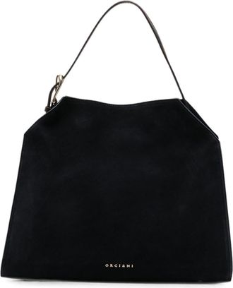 Orciani Blue Trinity Peach Midi Suede Shoulder Bag