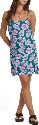 Billabong Tidal Crush Floral Minidress in Deep Lagoon at Nordstrom, Size X-Small