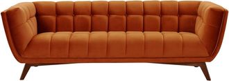 Rendez-Vous D&eacute;co Sof&aacute; de 3 plazas en terciopelo naranja c&uacute;rcuma