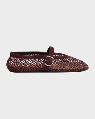Alaia Crystal Mesh Ballet Flats