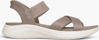 Skechers Womens Skechers ULTRA FLEX 3.0 SANDAL - NEVER Womens Ankle Strap Sandals Taupe - Brown - Size: 4.5