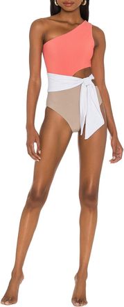 Beach Riot Carlie One Piece In Coral Colorblock