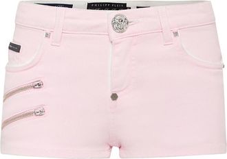 Philipp Plein Denim Hot Pants Biker - Dames - Denim shorts - Roze - W27 - Denim - Korte Broeken