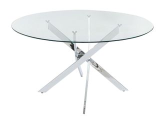 VENTE-UNIQUE.COM Mesa de comedor cristal transparente, plateado