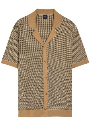 BOSS Boss Lomare Jacquard Cotton Shirt - Beige - XL