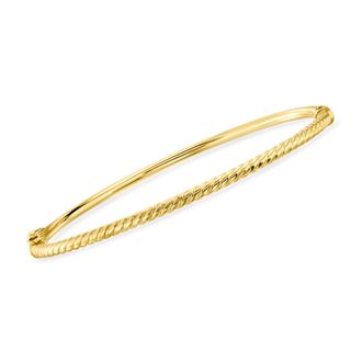 Ross-Simons Italian 10kt Yellow Gold Ribbed Bangle Bracelet
