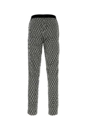 Tom Ford Mens Printed Stretch Satin Pyjama Pant Blackivory Se Ea Pantaloni