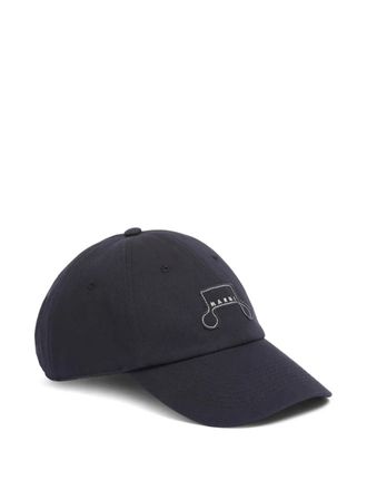 Marni logo-appliqué cap - men - Cotton - M - Blue