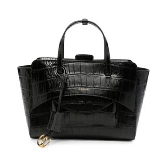 Hidesins Flap Medium Leather Tote - female - Hidesins - Handbags - Black - ONE SIZE - Bags