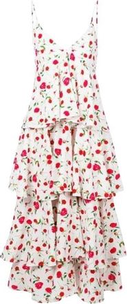 Dodo Bar Or Rose Print Tiered Midi Dress Size M