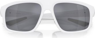Prada 59mm Shield Sunglasses in Matte White /Blue Silver at Nordstrom