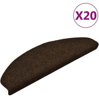 vidaXL Vidaxl - Felpudos Autoadhesivos Para Escaleras, 20 Unidades, 65 X 21 X 4 Cm, Color Marr&oacute;n, Semicirculares, Grandes