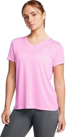 Under Armour Tech Short Sleeve V-Neck Twist Womens Clothing Stellar Pink/White : LG (US 12-14), Polyester