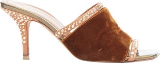 Malone Souliers velvet strass trim square open toe mules