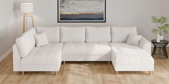 HOME AFFAIRE Wohnlandschaft »CHARRE U-Form mit Ottomane, Masse B/T/H: 310/161/81 cm« feine Steppung, lose Rücken- und Zierkissen, auch in Cord und Bouclé