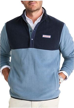 Vineyard Vines Harbor Fleece Quarter-Snap Mens Sweatshirt Blue Mirage : 2XL, Fleece/Polyester