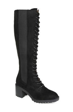 Journee Collection Jenicca Lace-Up Tall Boot in Black at Nordstrom Rack, Size 7.5
