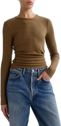 A Gold E Delphi Slim Fit Ribbed T-Shirt in Brew Mustard Heather at Nordstrom, Size X-Large