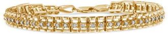 House of Brilliance Silver 2.0 Cttw Diamond Double-Link Tennis Bracelet in Yellow Gold Over Silver at Nordstrom
