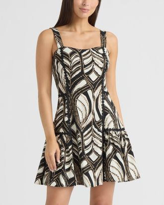 Ellen Tracy Womens Linen Dotted Lace Trim Dress