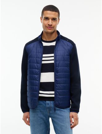 Tommy Hilfiger Mens Mixed-Media Performance Zip Jacket - Carbon Navy - XXL