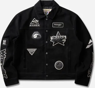 Wrangler Men s Avirex Suede Trucker Jacket Black