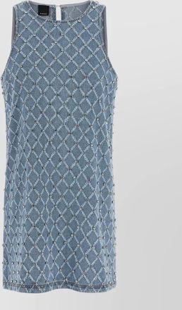 Pinko cotton denim crystal-embellished sleeveless mini dress