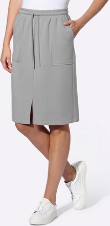 Heine Sweatrock HEINE, Damen, Gr. 34, steingrau, 55% Viskose, 40% Polyester, 5% Elasthan, unifarben, knielang, R&ouml;cke Sweatrock