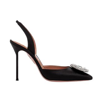 Aquazzura Pumps, female, Black, Size: 6 1/2 US Crystal Hoop Sling 105
