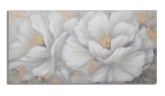 Charme 1921 Painting on Canvas White/gold Flower cm 140x3.7x70