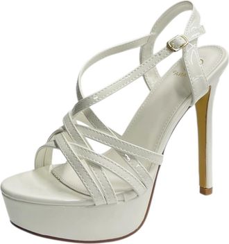 Generic Womens Platform High Heel Wedding Prom Party Ankle Strap Going Out Fashion Shoes (White, UK Footwear Size System, Adult, Women, Numeric, Medium, 6.5)