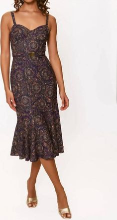 Hutch Lydia Dress In Navy Multi Speckled Swirls