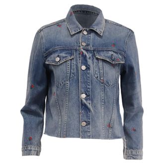 Amo Amo Embroidered Denim Jacket in Blue Cotton