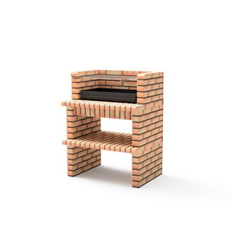 Movelar Barbacoa De Obra Prefabricada De Le&ntilde;a Y Carb&oacute;n Modelo Luxor Short (gris, Naranja - 93 X 70 X 120 Cm) Ref: 3518 - Cocina De Exterior Compacta Con Parri