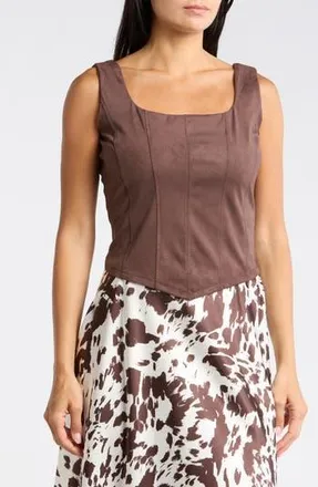 Vigoss Faux Suede Corset Tank in Chocolate at Nordstrom Rack, Size X-Large