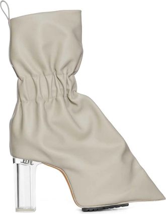Rick Owens Ss26 Rick Owens laarzen met manchetten en kast van parelmoer/transparant generfd kalfsleer
